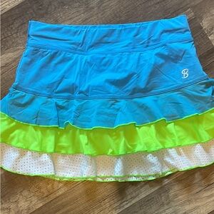 Sofibella Blue and Green Layered Tennis/Pickleball Skirt S